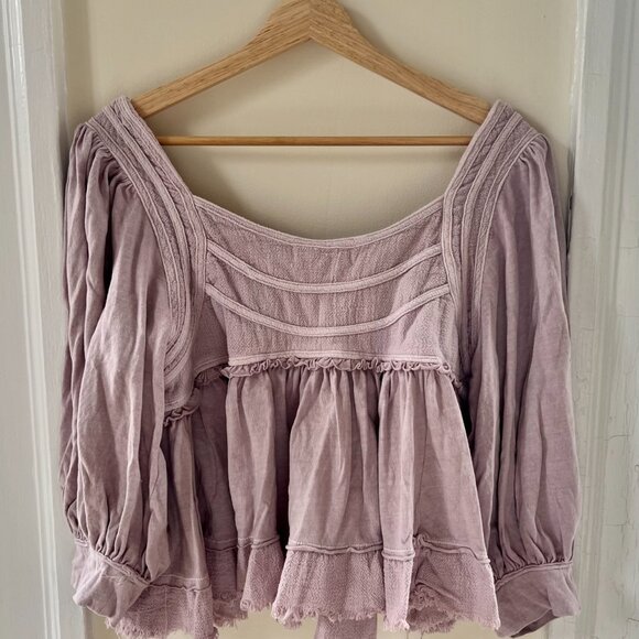 Free People We the Free Shelly Top Lilac Lavender Ethereal - Picture 3 of 4